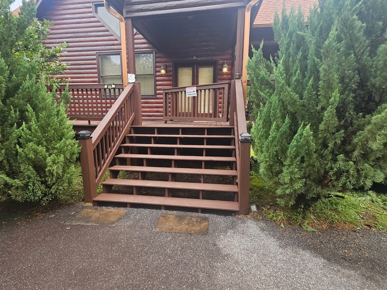 Restored front deck, stairs, and railings